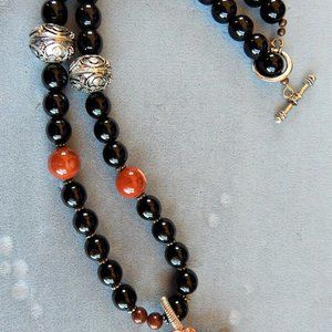 Bead & Wire Wrapped Moukaite Pendant - 26 Inches